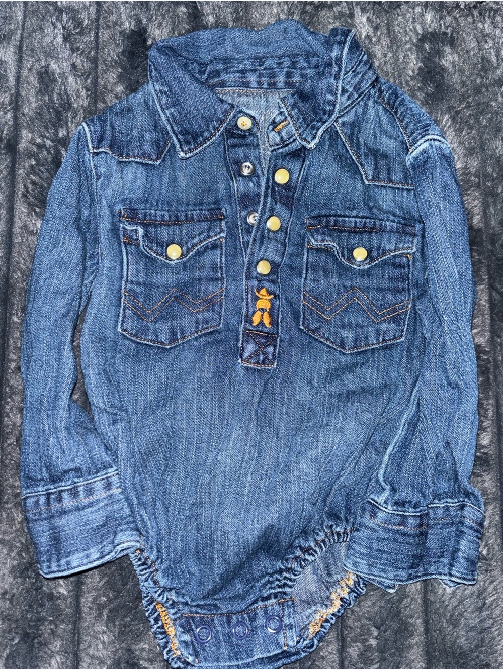 Wrangler Blue Denim Kids One-Piece  Bodysuit